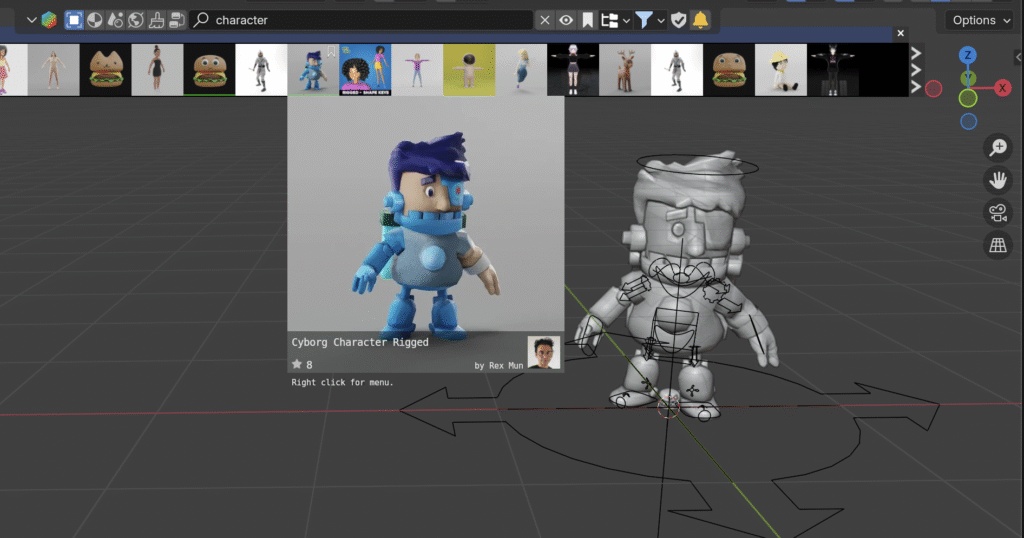 free character and assets in blender